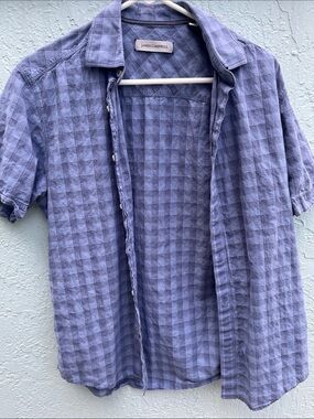 James Campbell Men's Short-Sleeve Button-Down Shirt in Blue Plaid